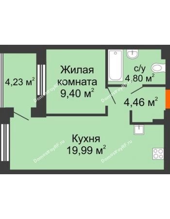1 комнатная квартира 38,65 м² в ЖК DOK (ДОК), дом ГП-1.2