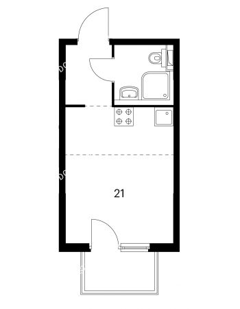 Студия 21 м² в ЖК Савин парк, дом корпус 1